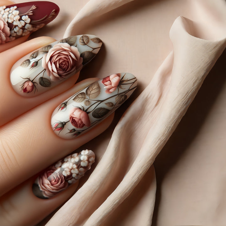 Nail art in elegant rose design Kalsten