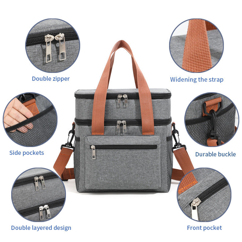 Dual-Layer Insulated Lunch Cooler Bag