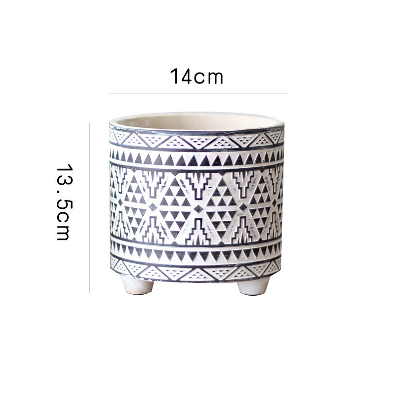 Decorative plant pot with geometric pattern Kalsten