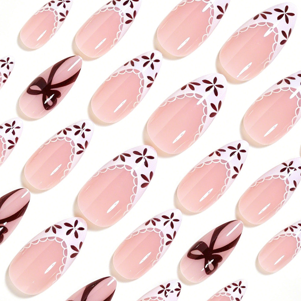 Elegant Floral Accent Press-On Nail Art Kalsten