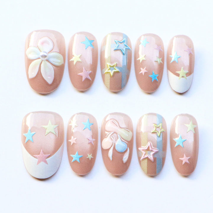 Starry Floral Nail Art