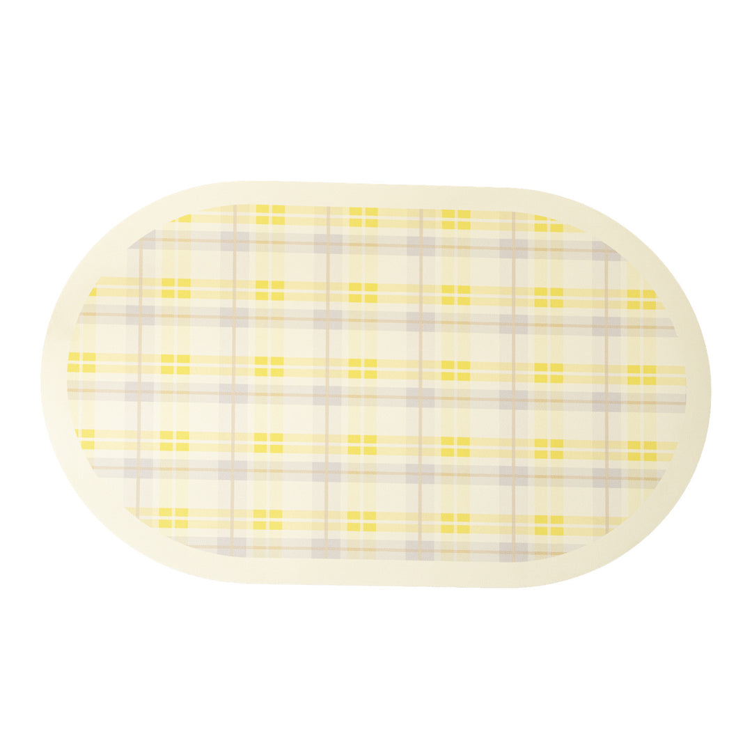 Oval wipeable placemat made of easy-care vinyl with a checked pattern Kalsten