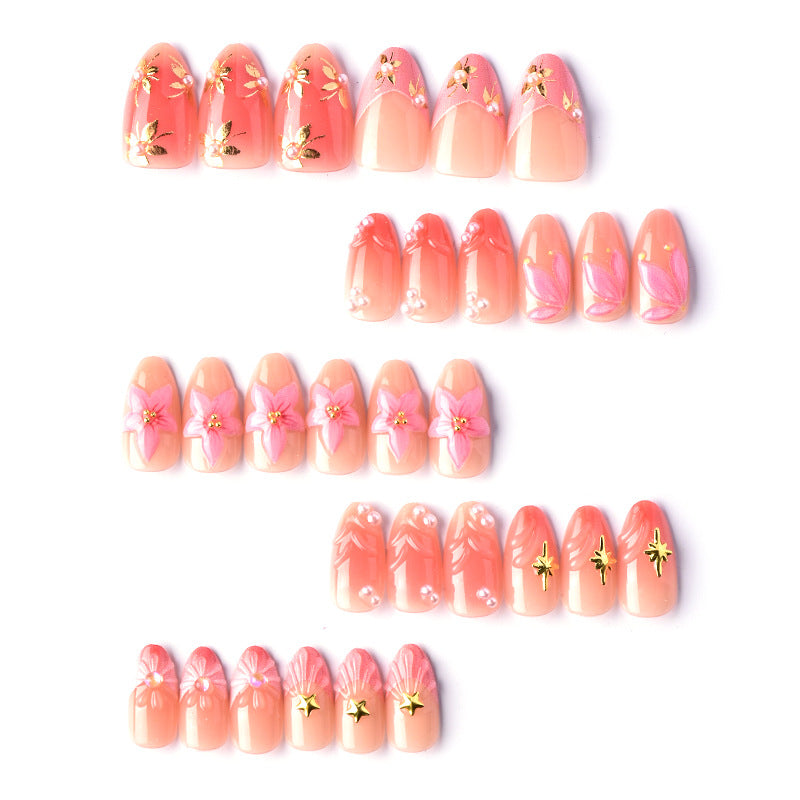Floral Embellished Press-On Nail Art Kalsten