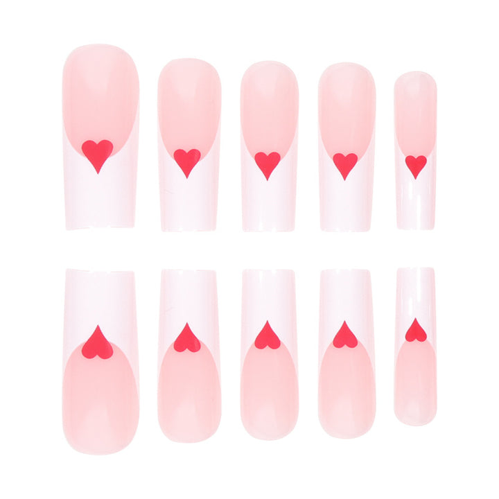 Romantic Heart-Design Acrylic Press-On Nails Kalsten