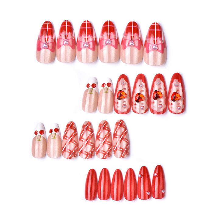 Cherry-Inspired Decorative Press-On Nail Art Kalsten