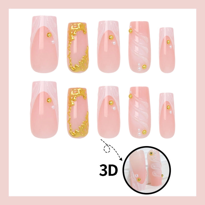 Artificial nail set with elegant gold accents Kalsten