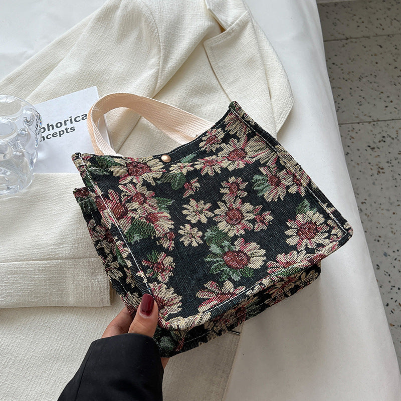 Floral Patterned Cotton Tote Bag