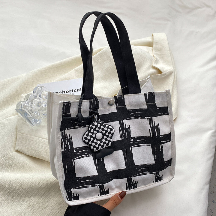 Modern Geometric Print Canvas Tote Bag