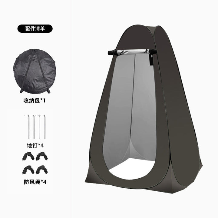 Portable camping shower privacy tent with five gallon solar shower bag and pop up foldable pole system Kalsten