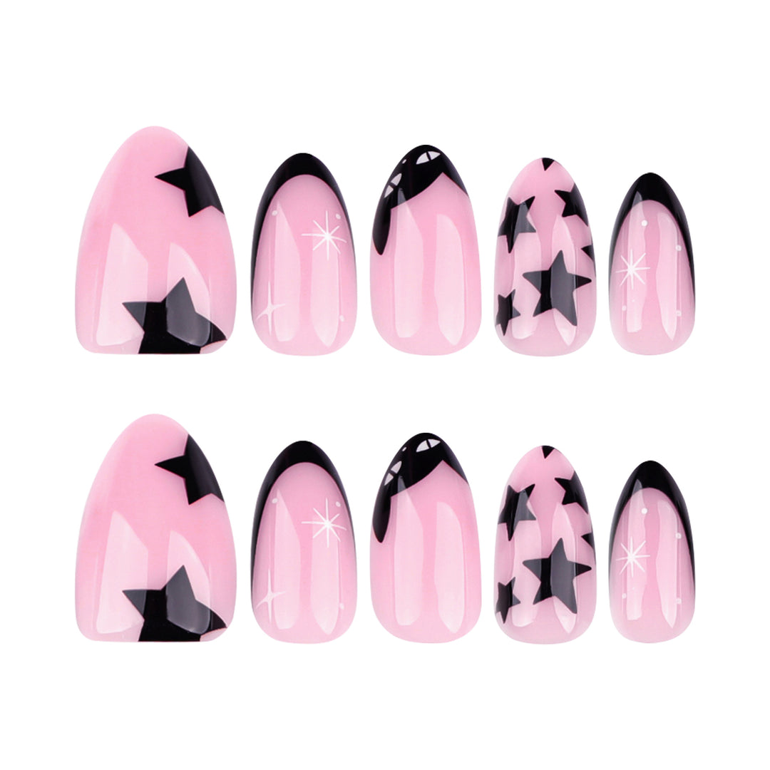 Artful Nail Art with Star and Black Tip Design Kalsten