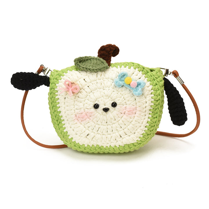 Cute Apple-Shaped Crochet Crossbody Bag
