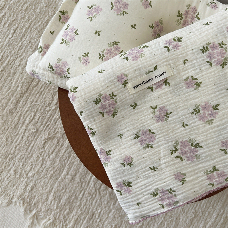 Unisex versatile muslin blanket with floral accents Kalsten