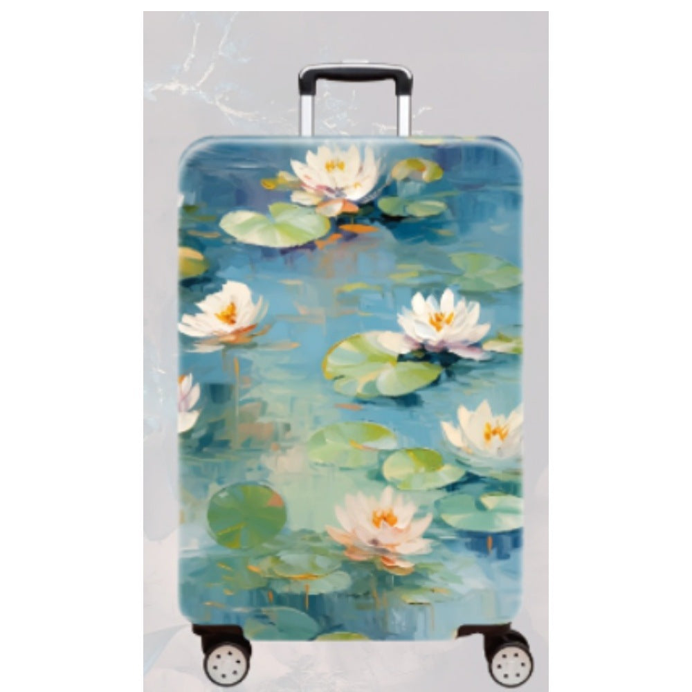Women's Hard Shell Travel Suitcase with Elegant Lotus Design Kalsten