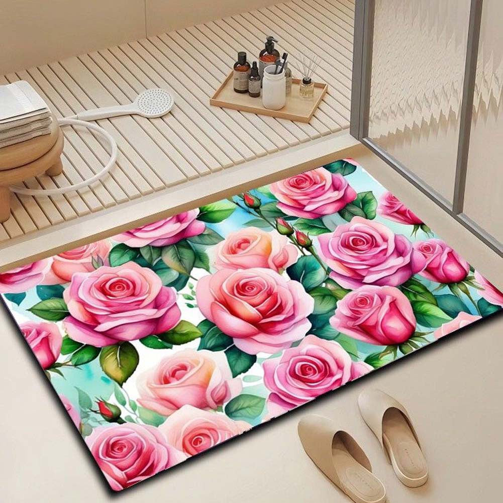 Floral Design Bath Mat