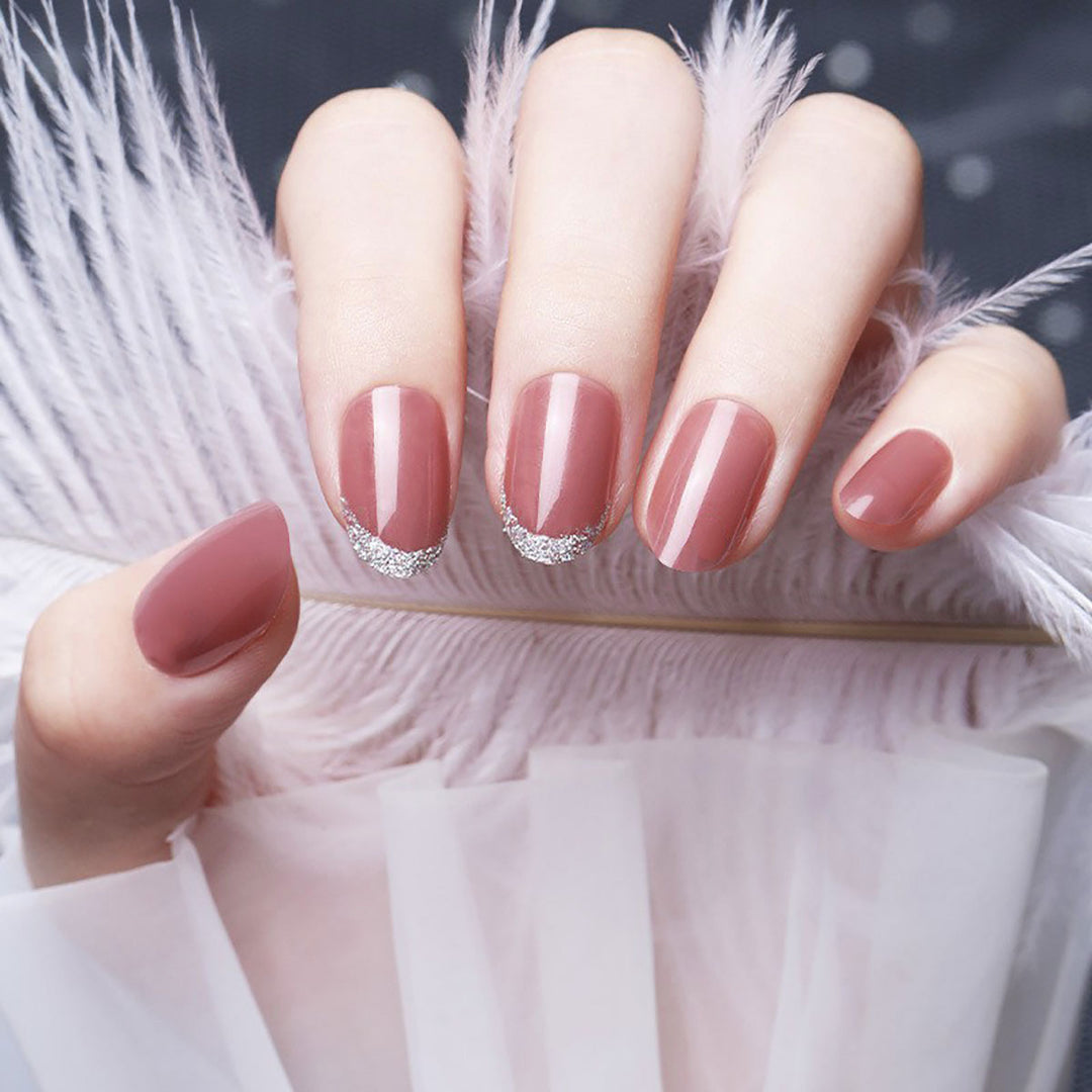 Sparkling French Tip Press-On Nails