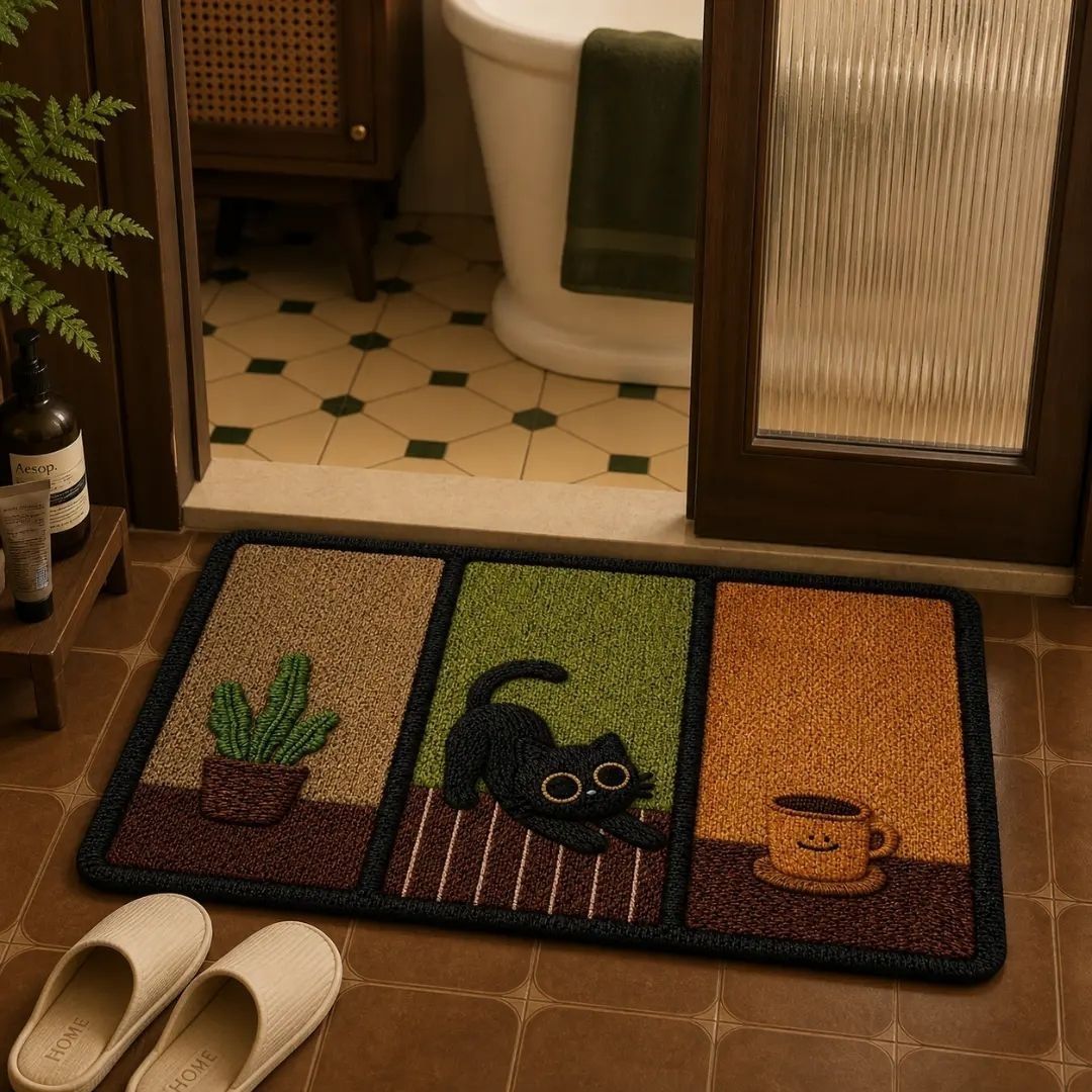 Cat-Themed Decorative Bath Mat Kalsten