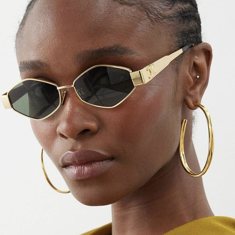 Ladies fashionable hexagonal sunglasses with protective lenses and stylish metal frame Kalsten