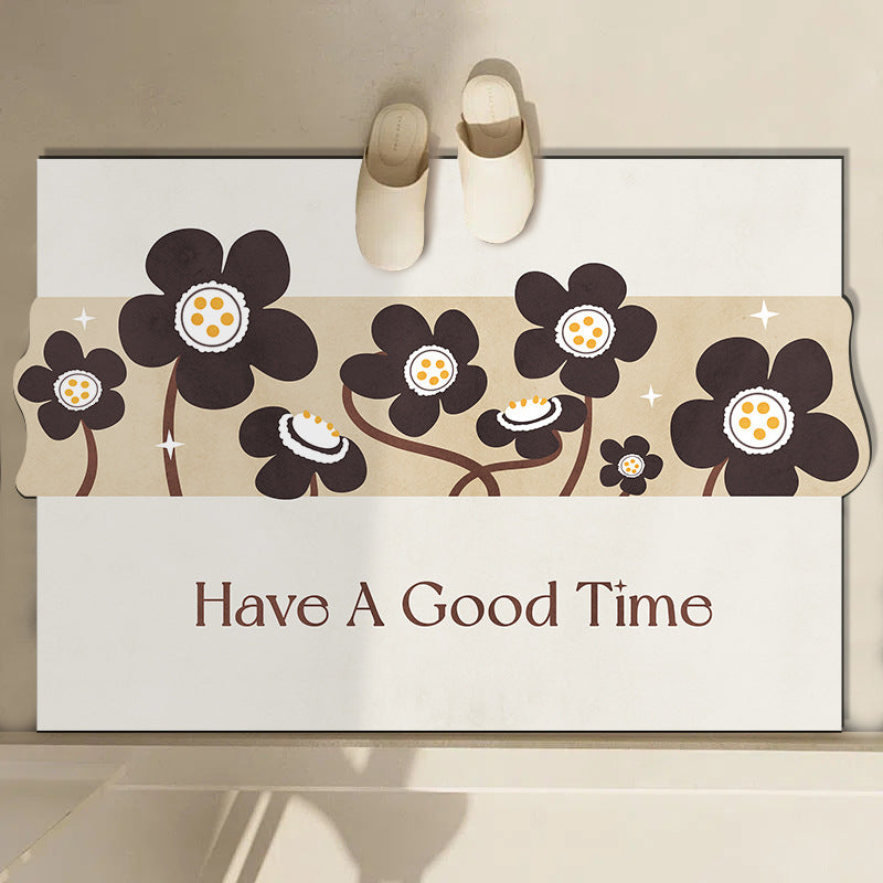Cheerful Floral-Themed Welcome Mat