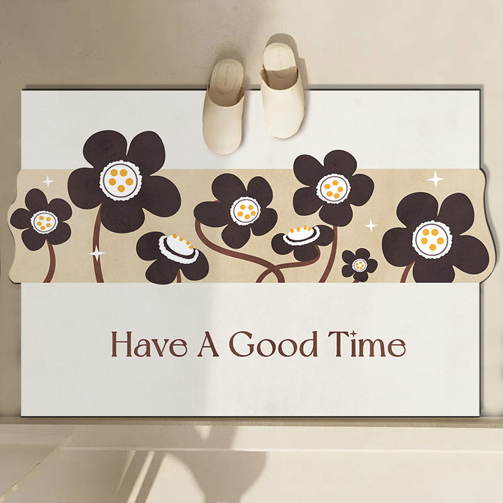 Cheerful Floral-Themed Welcome Mat