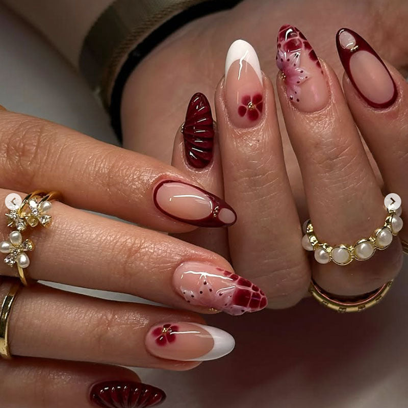 Artistic Floral Press-On Nails Set