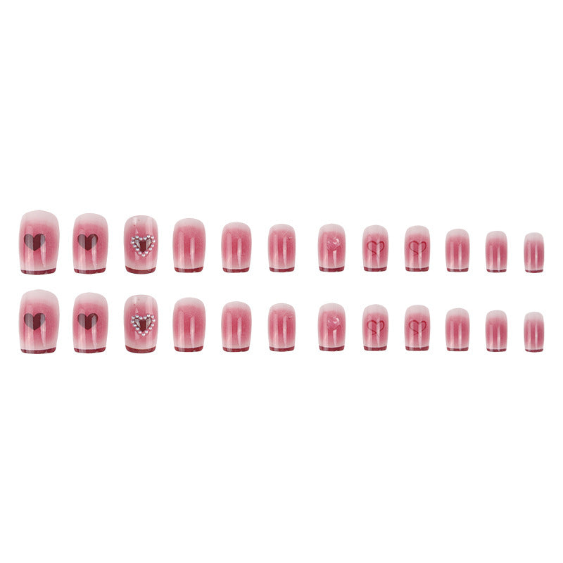 Elegant Heart-Embellished Press-On Nails Kalsten