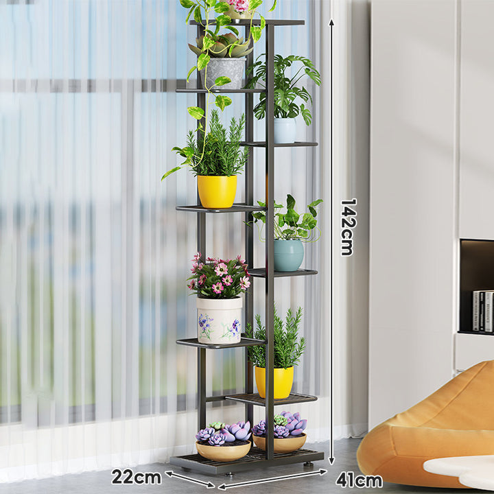 Indoor Multi-Tier Vertical Plant Stand with Slatted Base and Tiered Shelves