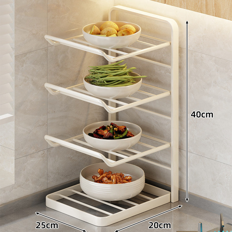 Multi-Tier Vertical Countertop Bowl and Plate Drying Rack with Slanted Wire Shelves