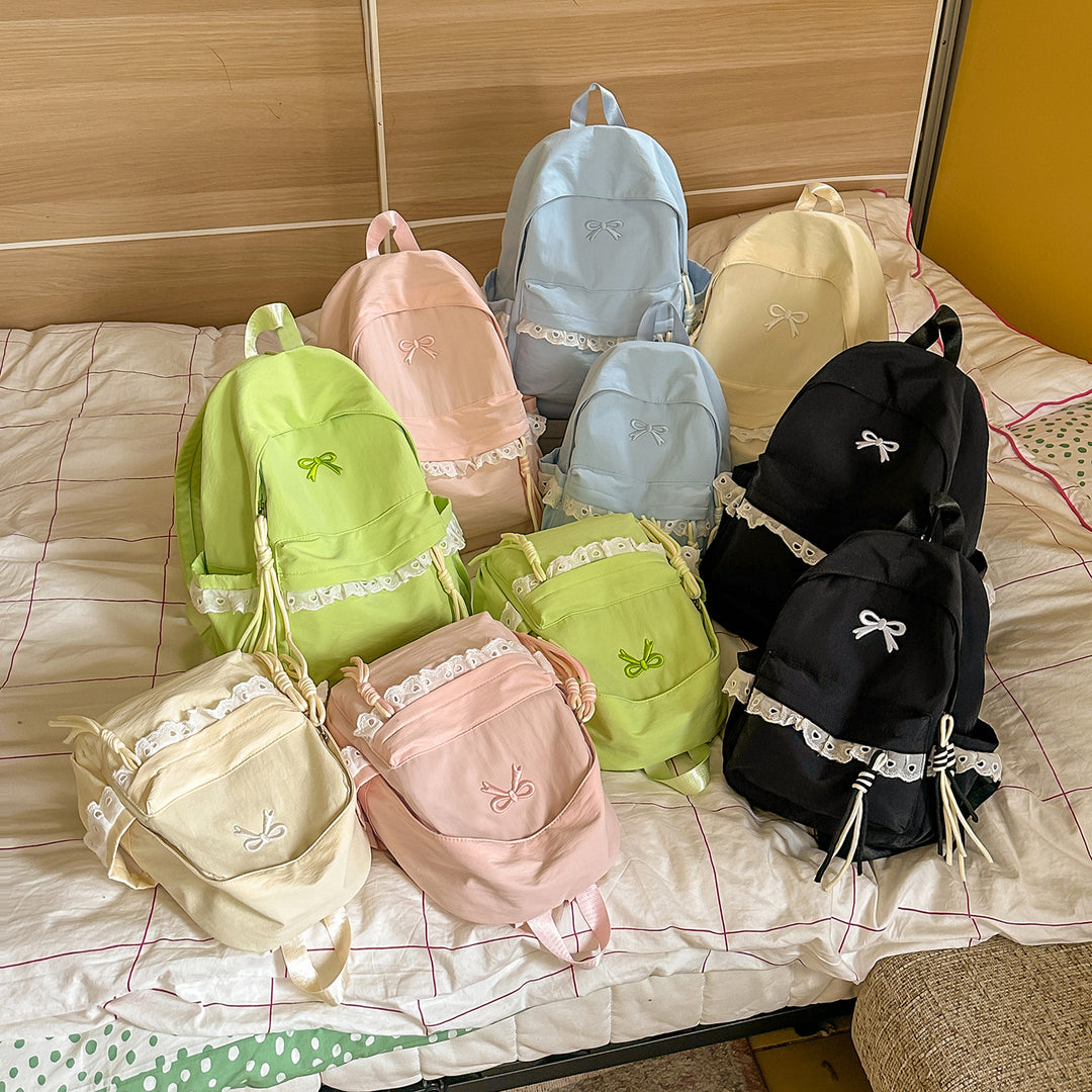 Stylish Embroidered Bow-Accent Backpack Kalsten