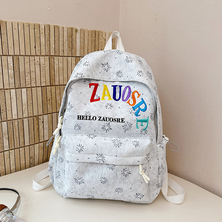 Stylish Star-Embellished Corduroy Backpack Kalsten