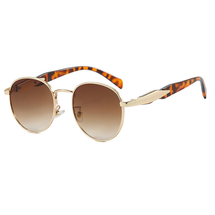 Women's round sunglasses with elegant, golden frame and UV protection Kalsten