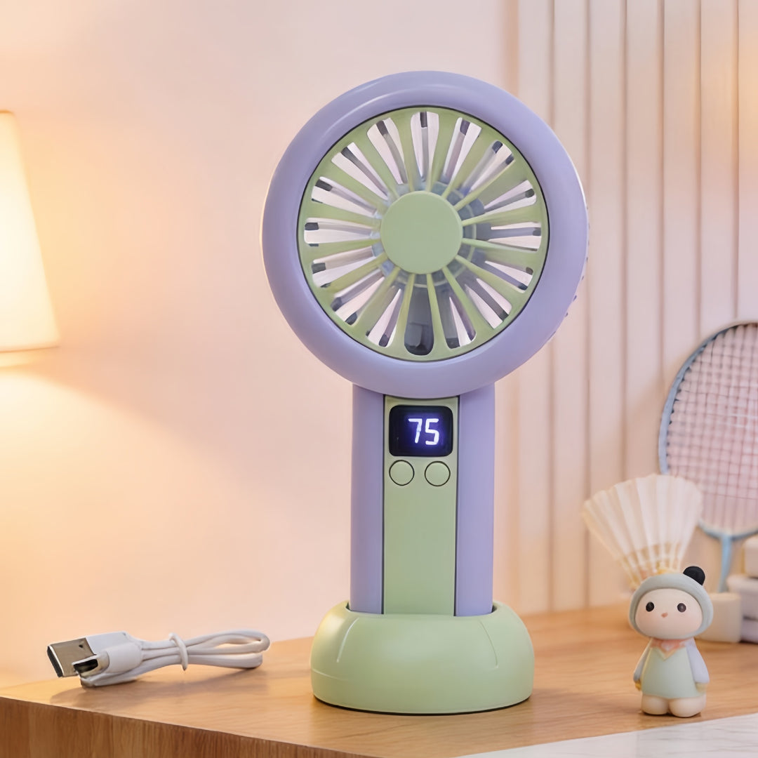 Portable handheld fan with LED display and multiple speed settings Kalsten