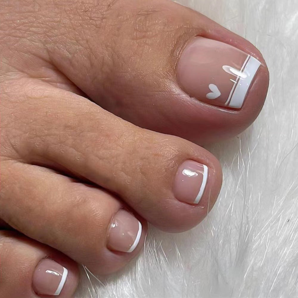 Heart-Inspired Press-On Toe Nail Set
