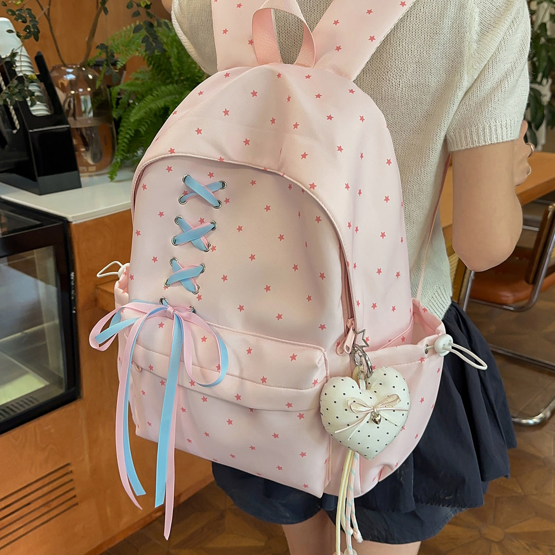 Star Print Decorative School Backpack Kalsten