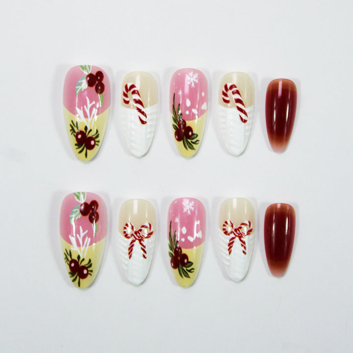 Artificial nail set with winter and festive designs Kalsten