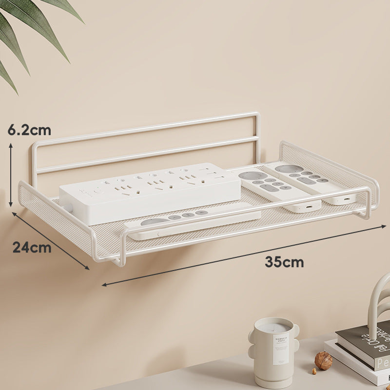 Wall-Mounted Two-Tier Ventilated Mesh Router and Power Strip Organizer