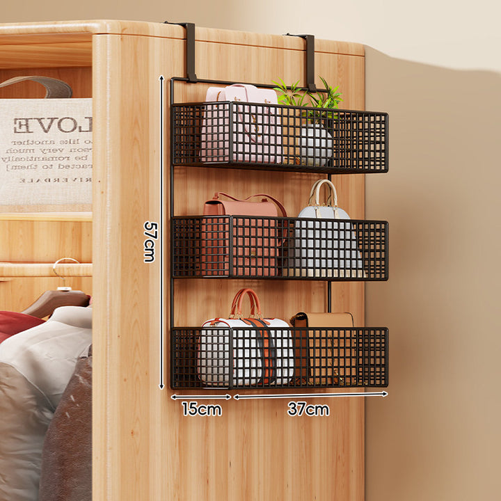 Over-the-Door Multi-Tier Metal Grid Hanging Storage Organizer