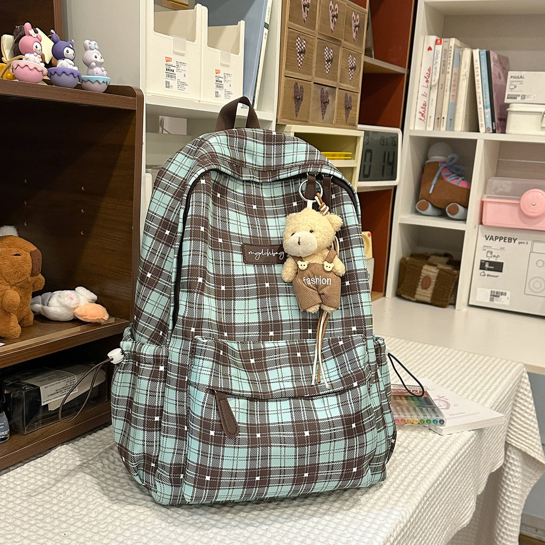 Trendy Plaid Pattern Backpack Kalsten
