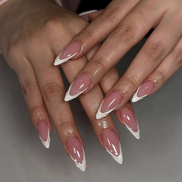 Artificial Nails in Elegant French Tip Design Kalsten