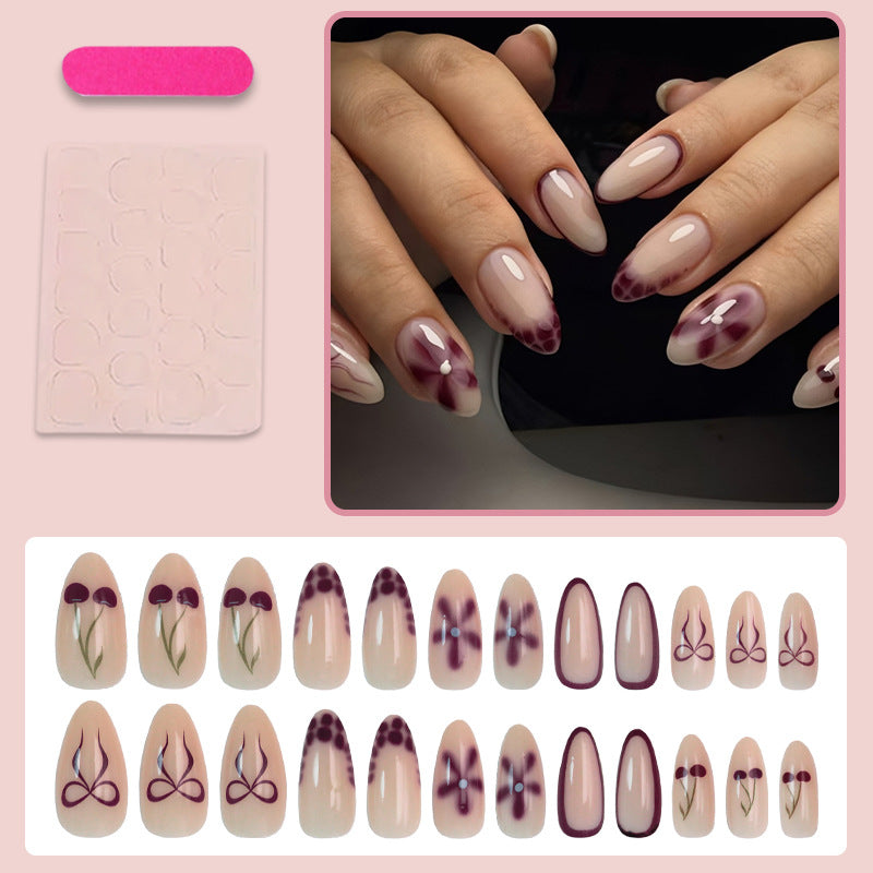 Artificial nail set with modern floral marbled designs Kalsten