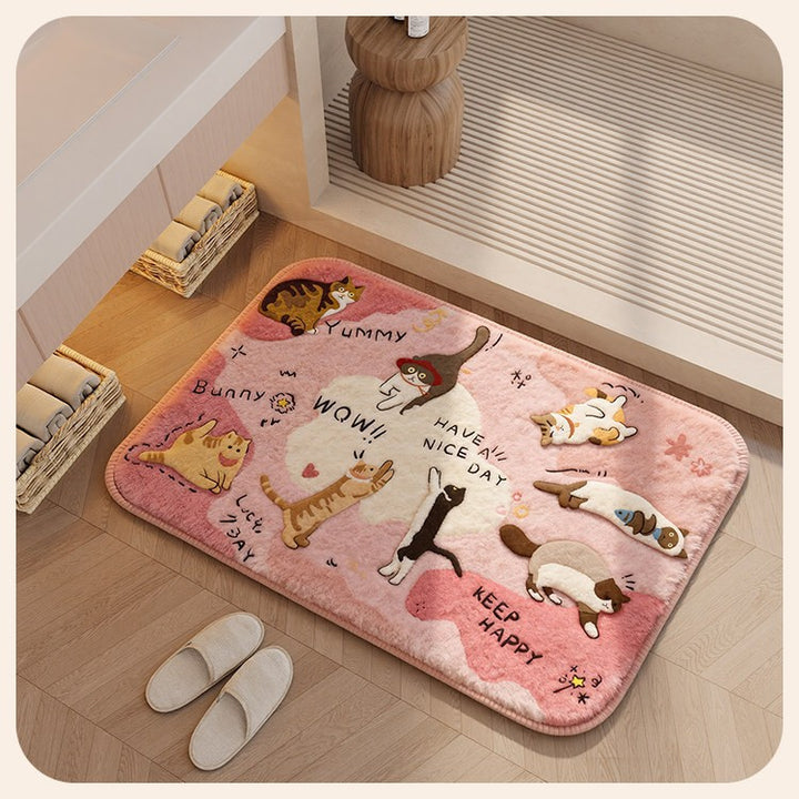 Playful Cat-Themed Soft Bath Mat
