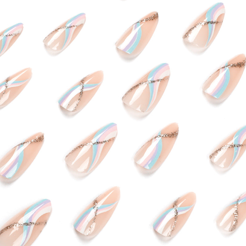 Artistic gel nails with modern gradients and rhinestone accents Kalsten