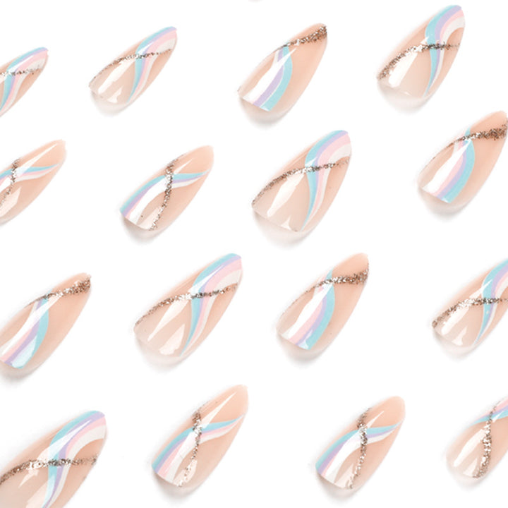 Artistic gel nails with modern gradients and rhinestone accents Kalsten