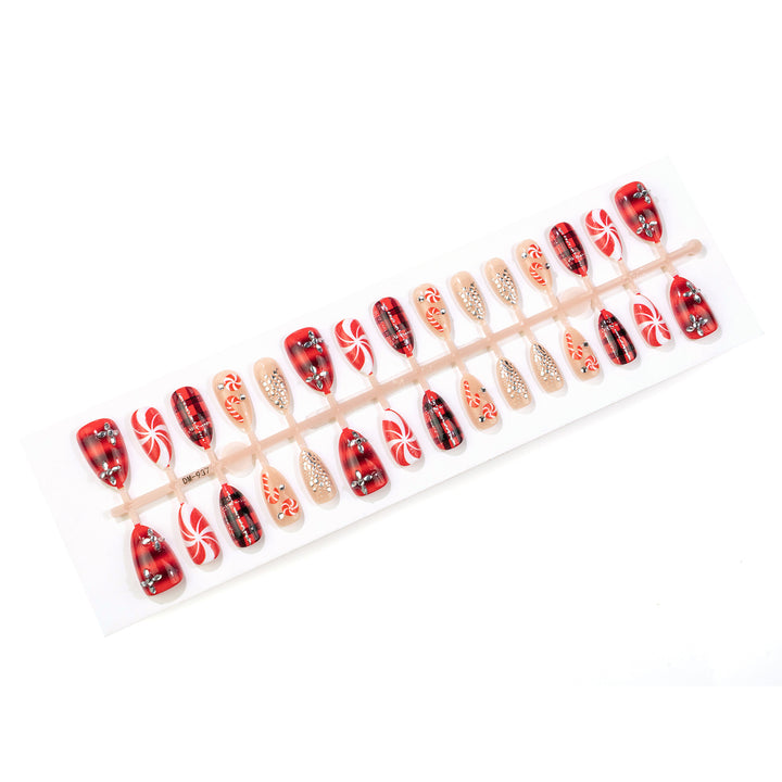 Festive Press-On Nail Art Set with Holiday Patterns Kalsten