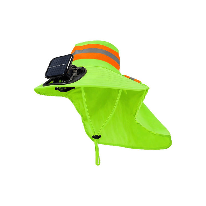 High-Visibility UV Sun Hat with Detachable Neck Flap, Solar-Powered Cooling Fan and Reflective Safety Strips Kalsten