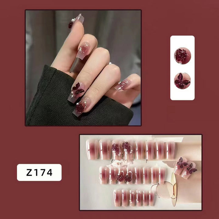 Floral Embellished Press-On Nail Art Set