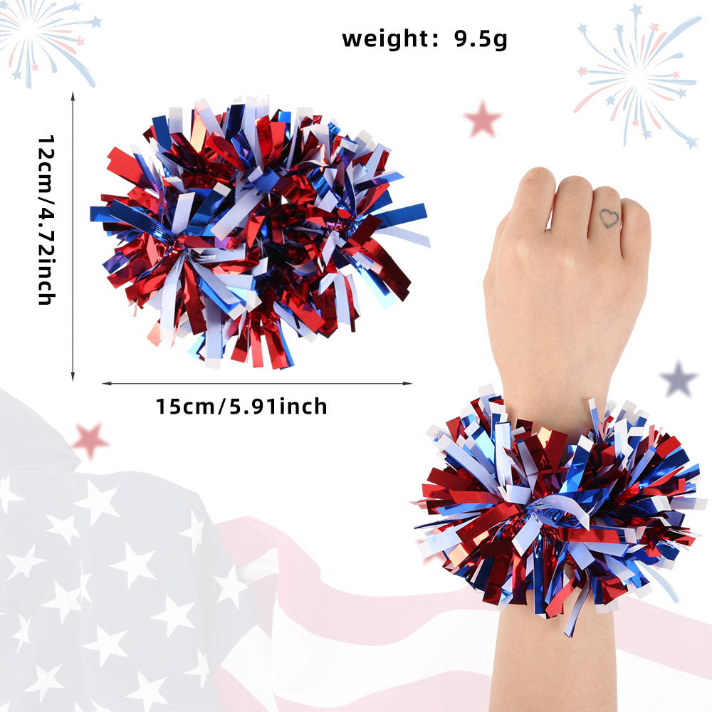 Unisex nan Pompom bracelet made of metallic tinsel with elastic insert for party and cheerleading Kalsten