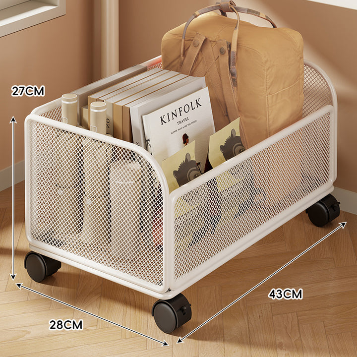 Mesh Rolling Storage Basket with Locking Swivel Casters and Ventilated Wire Frame