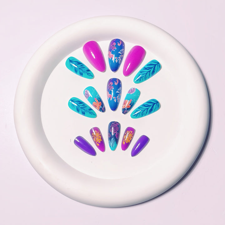Artistic Floral Stiletto Nail Art Kalsten