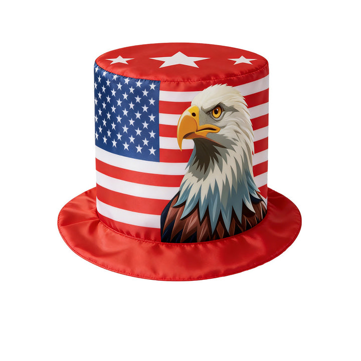 Unisex nan large cylinder party hat made of satin with star applications and stiff brim Kalsten