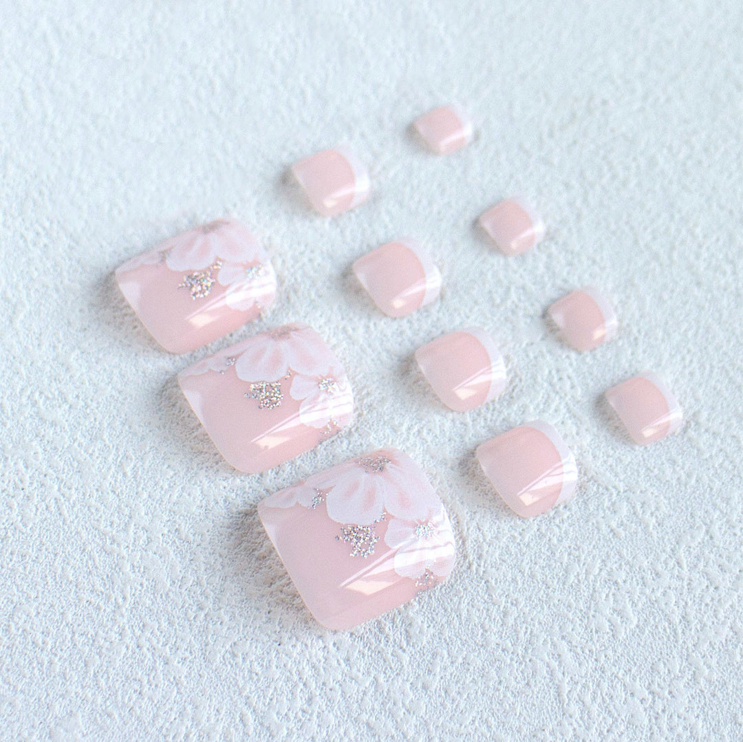 Elegant Floral Toe Nail Art